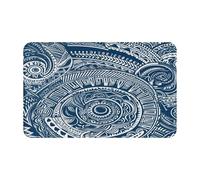 Tapis de porte imprimé (motif tribal maori polynésien bleu) pour salle de bain, chambre à coucher et bureau, 50,8 x 80 cm, tapis de bain de sol, tapis d'intérieur moderne et antidérapant
