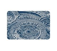 Tapis de porte imprimé (motif tribal maori polynésien bleu) pour salle de bain, chambre à coucher et bureau, tapis de bain de sol, doux, antidérapant, moderne, tapis d'intérieur 40,6 x 61 cm.