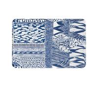Tapis de porte imprimé (motif tribal maori polynésien bleu) pour salle de bain, chambre à coucher et bureau, tapis de bain de sol, doux, antidérapant, moderne, tapis d'intérieur 40,6 x 61 cm.