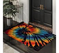 Tapis De Porte Intérieur Extérieur 40 x 60 cm, Design en Décorations psychédéliques Motif tie-Dye Rotatif Tapis D'Extérieur Antidérapant,Paillasson Absorbant Et Lavable,Rouge