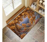 Tapis De Porte Intérieur Extérieur 45X75Cm,Panorama De La Forêt d'automne Tapis D'Extérieur Antidérapant,Paillasson Absorbant Et Lavable pour Porte D'Entrée Extérieure Intérieure,Entrée,Patio,Jaune