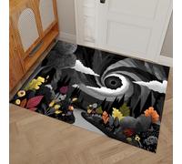 Tapis De Porte Intérieur Extérieur 50 x 80 cm, Design en Abstrait et étrange entrée en Spirale Tapis D'Extérieur Antidérapant,Paillasson Absorbant Et Lavable,Noir