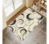 Tapis De Porte Intérieur Extérieur 50 x 80 cm, Design en Style Abstrait Courbe en Spirale Tapis D'Extérieur Antidérapant,Paillasson Absorbant Et Lavable,Beige