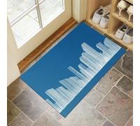 Tapis de Porte Lavable Architecture Moderne, 60 x 120 cm Tapis de Sol Technologie Du Paysage Urbain Antidérapant à l'intérieur Paillasson Absorbant pour la Cuisine, Le Jardin, l'entrée du Hall - Bleu
