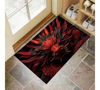 Tapis de Porte Lavable Rouge, Paillasson de Sol Antidérapant à l'intérieur Sculpture Tridimensionnelle Tête Dragon, Paillasson de Porte Avant Intérieur Animal, Tapis Mince Absorbant 50 x 70 cm