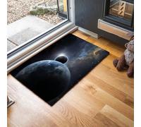 Tapis de Porte Le Vaste Univers Paillasson Planète 80 x 120 cm Absorbe l'eau et Ramasse La Saleté Facile à Nettoyer Tapis pour Couloir, Entrée, Cuisine, Gris