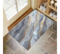 Tapis de Porte Lignes Modernes Paillasson d'Entree Interieur Lavable Texture De Marbre Tapis Antidérapant et Anti-Poussière pour Chambre, Cuisine, Entrée, Couloir, 80 x 120 cm, Gris