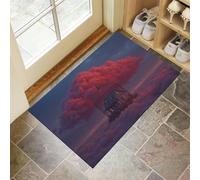 Tapis de Porte Maison du Nuage Rouge Paillasson d'Entree Interieur Lavable Surréalisme Tapis Antidérapant et Anti-Poussière pour Chambre, Cuisine, Entrée, Couloir, 60 x 90 cm, Rouge