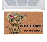 Tapis de porte mignons - Tapis de porte amusant d'animaux des hautes terres 15,75 x 23,62 pouces, paillasson antidérapant à séchage rapide | Tapis d'entrée intérieur et extérieur mu