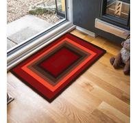 Tapis de Porte Motif Rectangulaire 80 x 120 cm Paillasson Interieur Entree Antidérapant Carré Tapis Absorbant Lavable, Tapis d'Entrée Fin pour Entrée Maison, Couloirs, Portes - Rouge