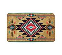 Tapis De Porte Native American Aztec Brown Southwestern Navajo Retro Tribal Geometric Boho Print Tapis De Bain Résistant Tapis D'Entrée Antidérapant Paillasson D'Entrée pour Chambre 40x60cm