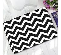 Tapis de porte noir et blanc à rayures chevrons pour porte extérieure, tapis d'entrée, tapis de sol pour garage et buanderie, 49,7 x 80,9 cm