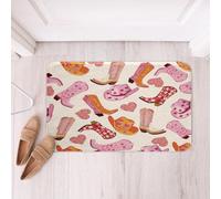 Tapis De Porte Nœud Papillon Rose De Cow-Girl Wild West Western Paillasson D'Entrée Lavable Paillasson Absorbant Tapis De Bain pour Baignoire Cuisine Chambre 40X60CM