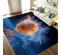 Tapis de Porte Paillasson 80 x 150 cm Interieur Antidérapant Absorbant, Facile à Nettoyer - 3D Abstrait Sport Moquette, Basket-Ball Éclaboussures Étincelles Tapis de Sol Doux pour Chambre, Cuisine