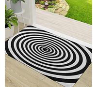 Tapis de Porte Paillasson d'Entree Interieur et Extérieur Tapis,Circle Black and White Hypnotic Spiral Vortex Psychedelic Experience,Antidérapant et Absorbant Tapis pour Chambre 50x80cm