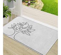Tapis de Porte Paillasson d'Entree Interieur et Extérieur Tapis,Dessin au trait continu d'arbre sur fond de forêt blanche Composition de cartes Déc,Antidérapant et Absorbant Tapis pour Chambre 50x80cm