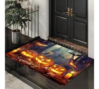 Tapis De Porte, Paillasson Interieur Antidérapant Visage Étrange Citrouille, Paillasson Entrée Absorbe Lavable Forêt Magique, Tapis pour L'Intérieur Durable pour Couloir, Jaune