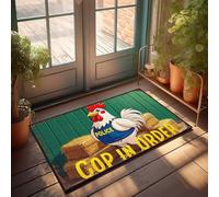 Tapis de porte personnalisé pour porte d'entrée avec flic de poulet dans l'ordre : amusement de la ferme avec humour d'application de la loi paillasson extérieur décoration d'automne (40 x 60 cm)