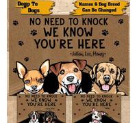 Tapis de Porte pour Chien personnalisé avec nom et Race. Pas Besoin de Frapper, on Sait Que Vous êtes là. Cadeau personnalisé. Tapis de Bienvenue. Cadeau de Pendaison de crémaillère.