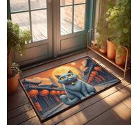 Tapis de porte pour dortoir Motif lanterne pleine lune festival : un conte de chat magique, tapis de bienvenue pour salle de classe (50 x 80 cm)