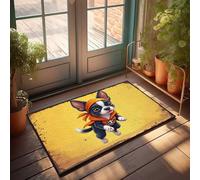 Tapis de porte pour entrée extérieure, super-héros amusant Chihuahua : le chien courageux en action ! Paillasson extérieur décoration d'automne Tapis de porche pour porte d'entrée extérieure (65 x 90