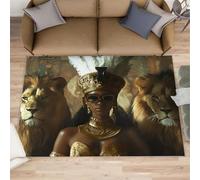 Tapis de porte pour femme africaine - 60 x 90 cm - Tapis de cuisine afro-américaine - Reine du lion grec - Paillasson d'intérieur et d'extérieur lavable pour couloir, chambre à coucher, chevet