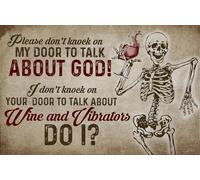 Tapis De Porte s'il Vous Plaît, Ne Frappez Pas À Ma Porte pour Parler De Dieu. Crâne Drôle Paillasson D'Entrée Lavable en Machine Doux Tapis De Douche, pour Douche, Salon, Cuisine, 40x60cm