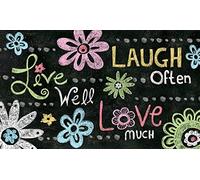 Tapis De Porte Sol Vivre Rire Aimer Tableau Noir Fleur pour 40X60CM | Paillasson d'entrée Absorbantes Paillasson Pour Cuisine