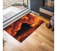 Tapis de Porte Style Animé Paillasson Guerrier Blindé 40 x 60 cm Absorbe l'eau et Ramasse La Saleté Facile à Nettoyer Tapis pour Couloir, Entrée, Cuisine, Orange