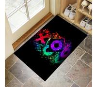 Tapis de Porte Symboles Abstraits Paillasson Points De Dés Lumineux 60 x 90 cm Absorbe l'eau et Ramasse La Saleté Facile à Nettoyer Tapis pour Couloir, Entrée, Cuisine, Violet