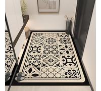Tapis de porte Tapis d'entrée antidérapant, Tapis d'entrée extérieur et intérieur facile à nettoyer, support en caoutchouc antidérapant, tapis d'entrée rétro à carreaux en damier, tapis de sol(Black,4