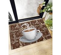 Tapis De Porte Tasse De Café, Textes Bruns, Lignes d'amour pour 40X60CM | Paillasson d'entrée Lavable Paillasson Pour Couloir