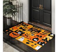 Tapis de Porte Thème d'halloween 40 x 60 cm Paillasson Interieur Entree Antidérapant Icônes d'horreur Tapis Absorbant Lavable, Tapis d'Entrée Fin pour Entrée Maison, Couloirs, Portes - Curcuma