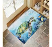 Tapis De Porte Tortues Mer Paillasson, Antidérapant Océan Animaux Paillasson, D'Entrée Résistant Bleu Tapis De Bain pour Chambre Cuisine Intérieur 80 x 120 cm