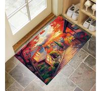 Tapis de Porte Ville Antique Paillasson Rues Sinueuses 60 x 120 cm Absorbe l'eau et Ramasse La Saleté Facile à Nettoyer Tapis pour Couloir, Entrée, Cuisine, Orange