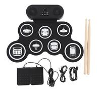 Tapis de pratique de batterie électronique, avec deux haut-parleurs, touches de fonction, 1200mAh, Rechargeable, pliable, enroulable