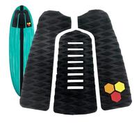 Tapis de préhension pour planche de surf - Tapis de préhension en 3 parties, patins antidérapants | EVA texturée forte adhérence, design Tail-Kick, pour un meilleur contrôle de l'équilibre et