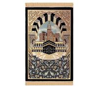Tapis de Prière Arbre Doux Tapis de Prière en Polyester Musulmans Tapis Prière Pèlerinage Tapis Prière Rembourré Epais Islamic Prayer Rug Pliable Tapis de Sol Portable Femme Homme Noir Or 80 x 120cm