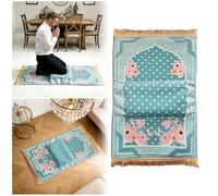 Tapis de prière avec coussin pour genoux, coussin de genou haute résilience, Salah pour apprentissage du Janamaz pour adultes débutants, pliable et antidérapant, cadeau islamique pour convertis