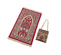 Tapis de prière conçu pour définir un lieu de culte, Red | Lieu dédié à la routine de prière, structure florale décorative, adaptée à la maison et voyages