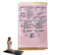 Tapis de prière guidée bilingue, interactif, d'apprentissage de la salah Janamaz, pliable et antidérapant, cadeau islamique, pour la maison, la chambre à coucher et le voyage (rose, 50 x 90 cm)