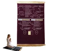 Tapis de prière guidée bilingue, interactif, d'apprentissage de la Salah Janamaz, pliable et antidérapant, cadeau islamique, pour la maison, la chambre à coucher et le voyage (rouge foncé, 80 x 120 cm