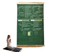 Tapis de prière guidée bilingue, interactif, d'apprentissage de la Salah Janamaz, pliable et antidérapant, cadeau islamique, pour la maison, la chambre et le voyage (vert, 65 x 110 cm)