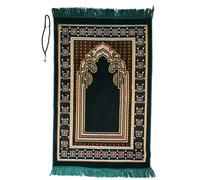 Tapis de prière islamique Namaz avec chapelet offert tapis léger et doux de musulmane Janamaz,Sajadah,idéal pour le voyage/Masjid(L-vert)