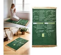 Tapis de Prière Musulman Guidé Interactif, Tapis de Prière Enfant et Adulte Débutant pour Apprendre la Salah Étape par Étape, Pliable et Antidérapant, Idée Cadeau Reconverti Musulman (vert)