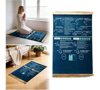 Tapis de Prière Musulman Guidé Interactif, Tapis de Prière Enfant et Adulte Débutant pour Apprendre la Salah Étape par Étape, Pliable et Antidérapant, Idée Cadeau Reconverti Musulman (Bleu)