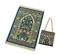 Tapis de Prière Musulman Islamique Hitopin, Vert, 70 x 110 cm (Rectangulaire), avec Sac de Rangement Raffiné, pour Prier et Se Détendre, Cadeau Parfait pour l'Aïd