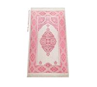Tapis de prière Musulmane avec Perles | Janamaz | Sajjadah | Tapis de prière Islamique Doux | Cadeaux islamiques | Tapis de prière en Tissu Chenille, Fuchsia