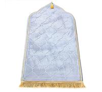 Tapis de prière musulmane en velours épais et doux, tapis de prière turque, tapis Janamaz Sajada pour homme et femme, uni gris clair