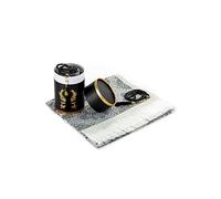 Tapis de prière Musulmane et Perles de prière avec Coffret Cadeau élégant cylindrique | Janamaz | Sajjadah | Tapis de prière Islamique Doux | Ensemble Cadeau | Tapis de prière en Taffetas Noir